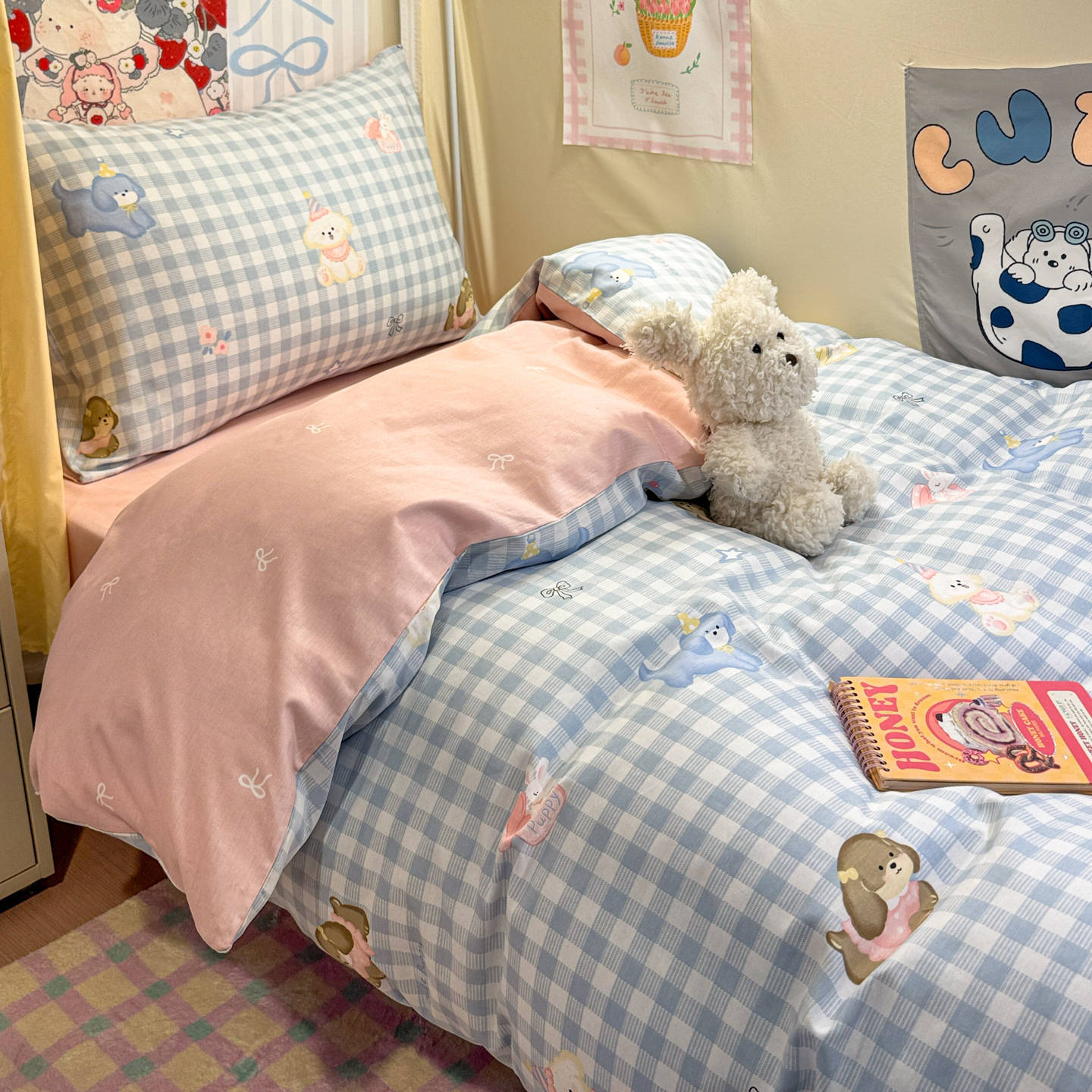 Ropa de cama de tres piezas para dormitorio de estudiantes de algodón puro 100% algodón, ropa de cama para dormitorio individual y doble, juego de cuatro piezas