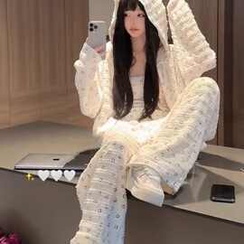 胖MM特大码300斤笑脸印花连帽卫衣套装女春夏季高腰休闲裤两件套2