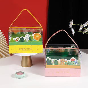 Transparent Children's Packaging Gift Box Cartoon Animal Printing Packaging Box Acrylic Transparent Skylight Portable Birthday Gift Box