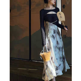 DIANRUO ▏《竹枝词》新中式两件套连衣裙复古显瘦中长款裙子时尚