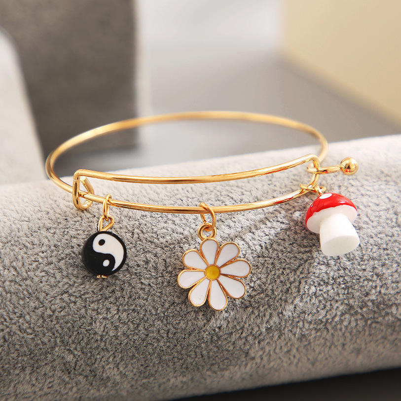 Cute Flower Mushroom Alloy Plating Bangle