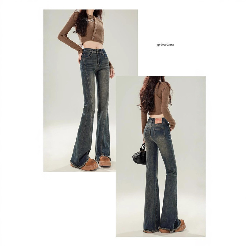 High-Waisted Flared Jeans for Women 2025 Fashion Spring and Autumn New High-Waisted Stretchy Slim Versatile Frayed Flared Pants High-Waisted Flared Jeans for Women 2025 Fashion Spring and Autumn New High-Waisted Stretchy Slim Versatile Frayed Flared Pants