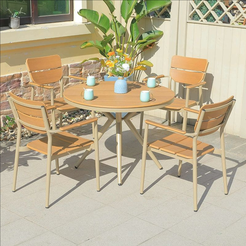 Tianhaixing Plastic Wood 4 sillas + tianhaixing 100 plataforma redonda