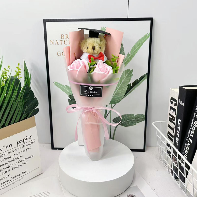 ヒマワリ幼稚園児卒業イベントプレゼント写真撮影卒業式博士熊漫画花束|undefined