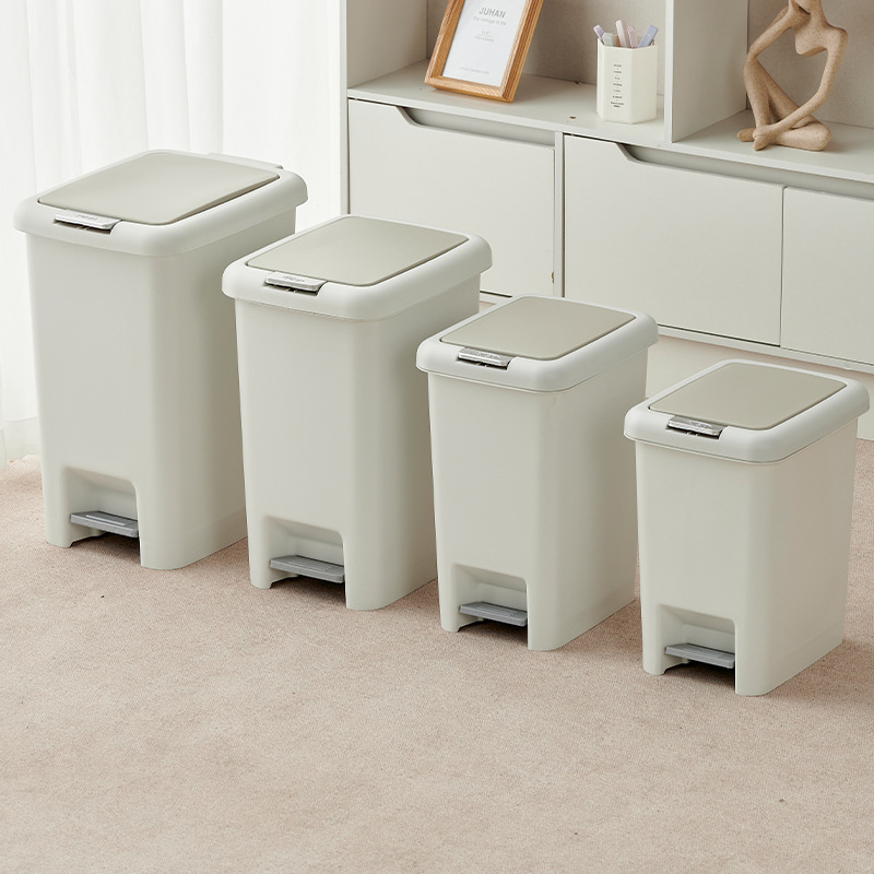 Trash Can for Home Bathroom, Kitchen, Living Room with Lid, Large Paper Basket, Gap Bedroom, Plastic with Lid, Pedal Type