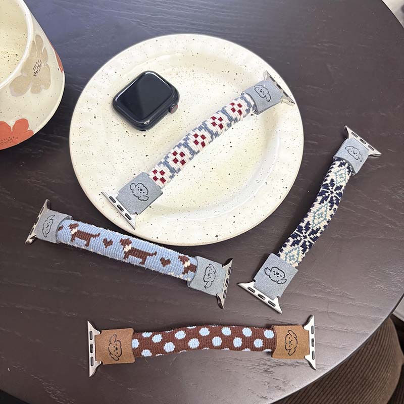 Suitable for Apple Watch Strap Iwatch10/98765432Se Strap Women's Autumn and Winter Elastic Wristband