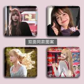 Lisa周边学生便携化妆镜迷你可折叠补妆镜防摔手持小镜子双面图案