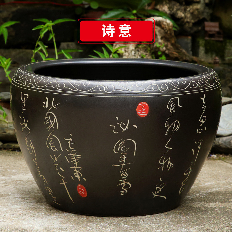 古法生态土陶瓷养金鱼缸荷花睡莲池老旧式阳台室户外庭院大号水缸|undefined