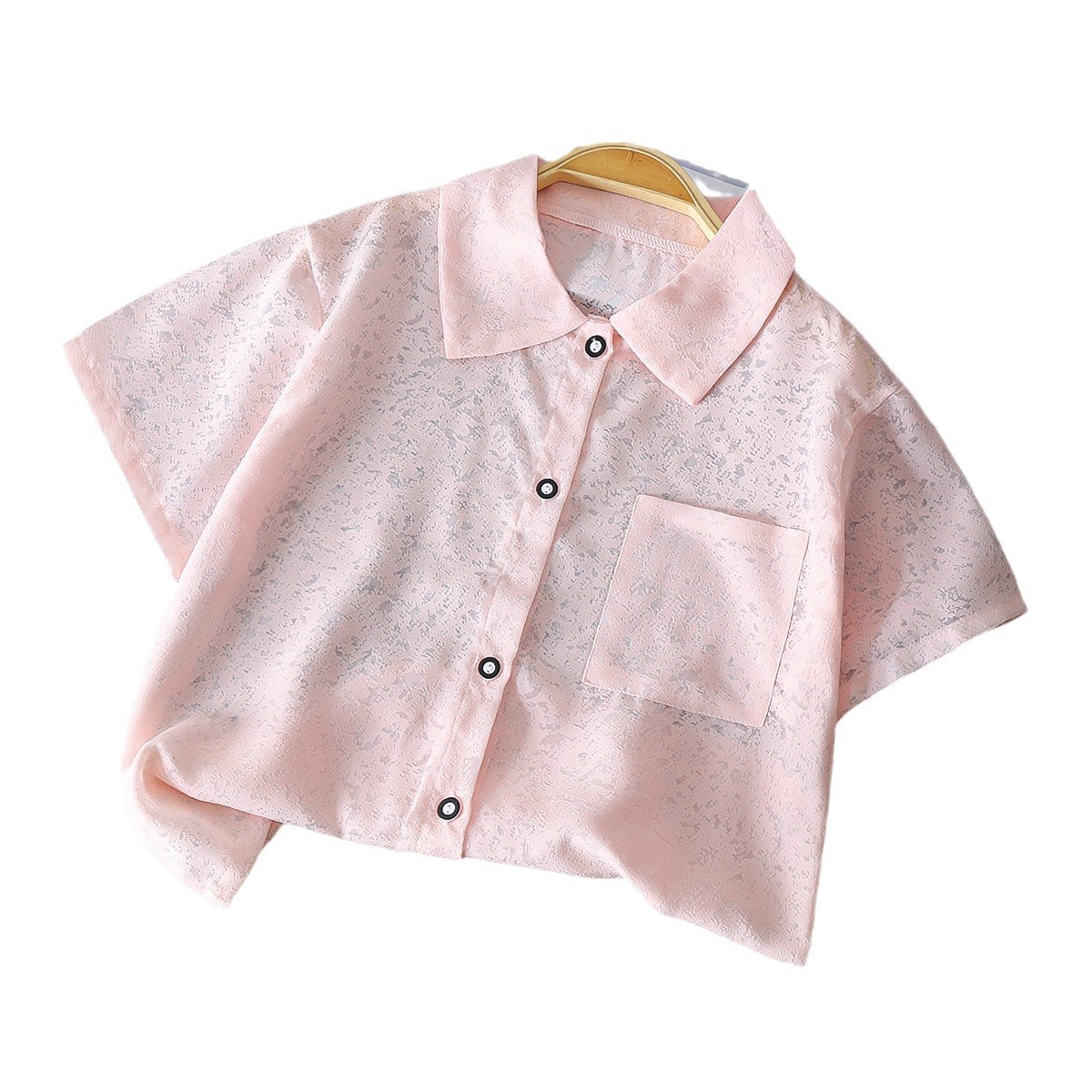 Camisa de solapa informal para niños y niñas de manga corta de verano