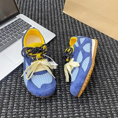 レトロウォッシュブルーフィッシュネットシューズ通気性メッシュスポーツカジュアルシューズ 2025 新しい夏多用途フォレスト Gump トレーニングシューズ
