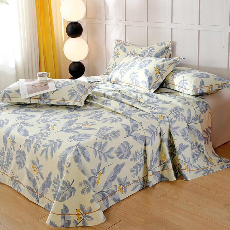 2025 nuevas sábanas de verano fresco una pieza de algodón puro 100 algodón viejo tela gruesa edredón dormitorio individual traje de tres piezas 2