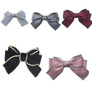 Preppy Style Fabric Bow Hairpin Hair Accessories Japanese and Korean Sweet and Cute Style European and American Retro Hair Accessories ins Hairpin