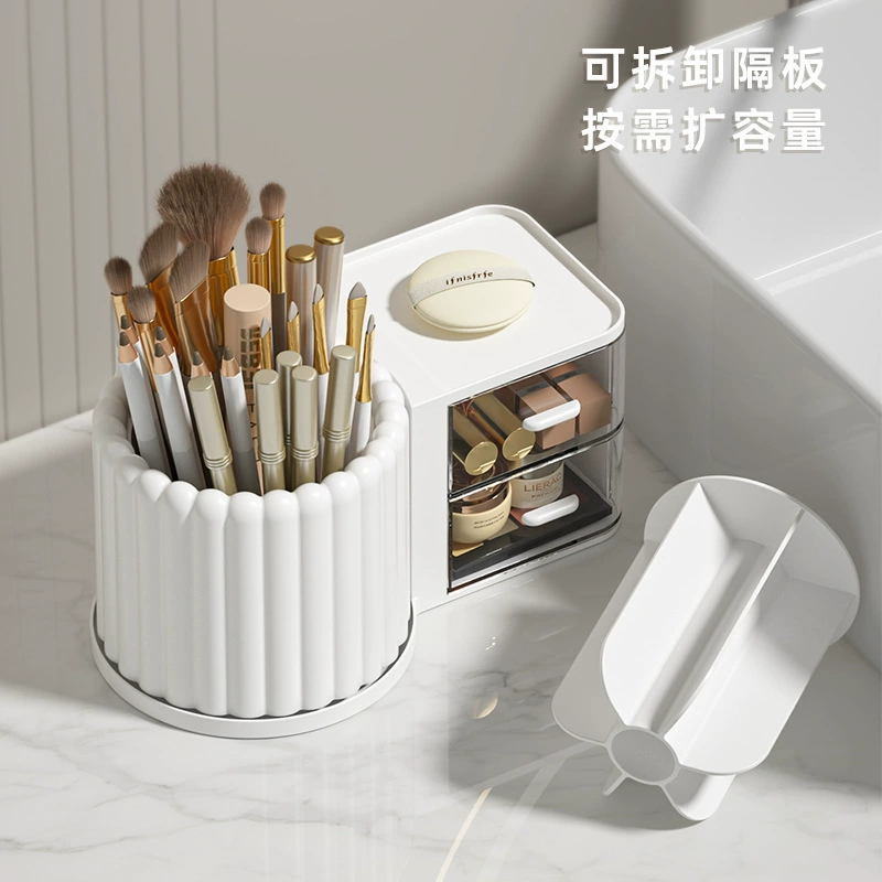Rotating Table Storage Box (BD2809), high-impact polystyrene & polypropylene, rotating pen and makeup organizer