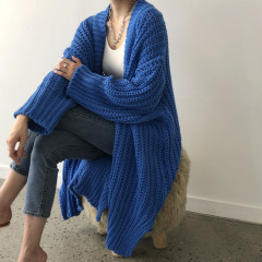 亚马逊跨境秋冬长款开衫 纯色欧美 女式针织跨境女装时尚毛衣女