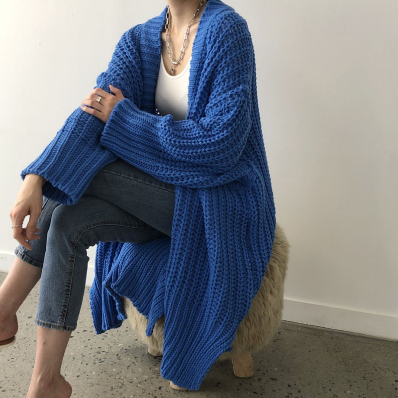 亚马逊跨境秋冬长款开衫 纯色欧美 女式针织跨境女装时尚毛衣女|undefined