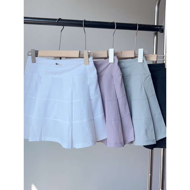 Lulu's Same Style Fitness Sports Tennis Skirt Women's Anti-Exposure Skirt Yoga Pleated Skirt Big Brand Culottes