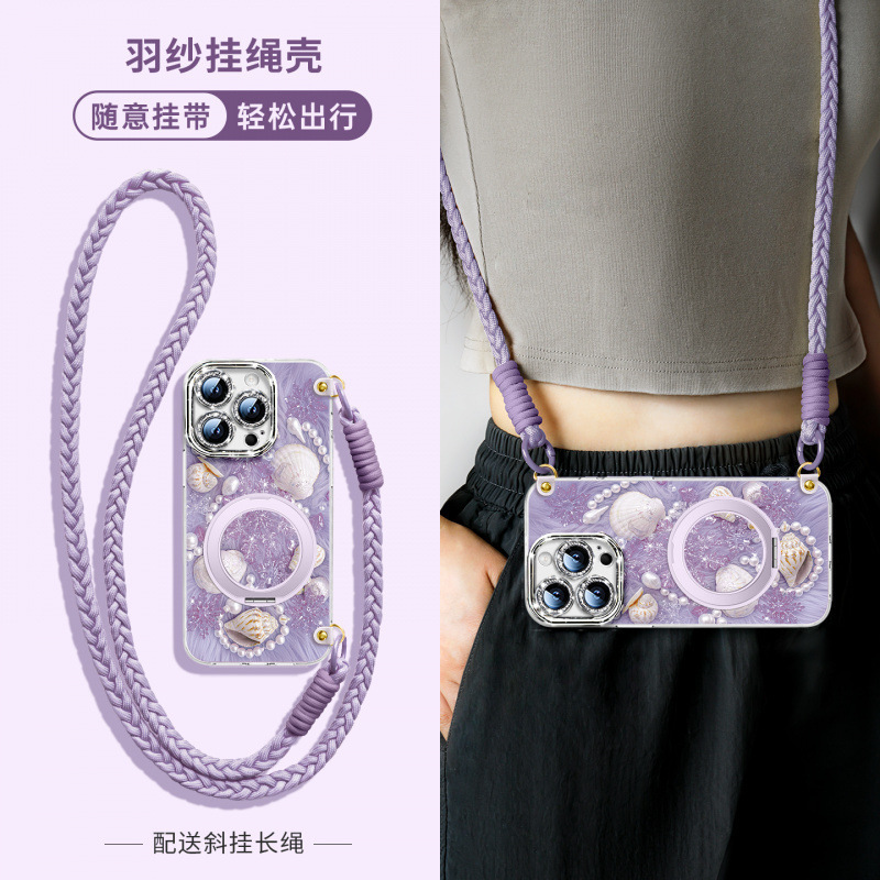 Suitable for Apple 17Promax New Mobile Phone Case Iphone16 with Lanyard Female 15 Classy 14 Magnetic Stand 13 Suitable for Apple 17Promax New Mobile Phone Case Iphone16 with Lanyard Female 15 Classy 14 Magnetic Stand 13