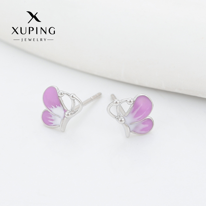 Xuping estilo simple pequeña mariposa fresca esmalte serie de goteo de aceite pequeño temperamento dulce auriculares al por mayor