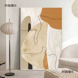 侘寂赤贫风玄关装饰画抽象大气走廊过道挂画入户大幅油画落麦太保