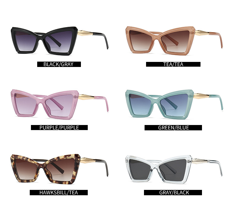 exclusive supply of angular cat-eye sunglasses, modern retro temples with jumping shape, decorative sunglasses 9212_voghion.com