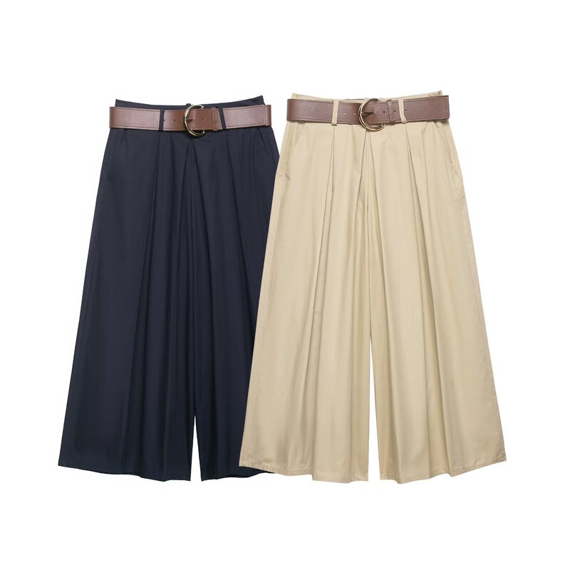 Pb&Za Women's Clothing 2026 Summer New Style European and American Casual Simple Wide-Leg Straight Pants with Belt 4387066 Pb&Za Women's Clothing 2026 Summer New Style European and American Casual Simple Wide-Leg Straight Pants with Belt 4387066