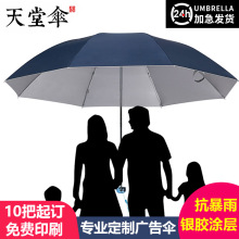 批发雨伞天堂伞晴雨伞ins 8骨防紫外线太阳伞 黑胶防晒全自动雨伞