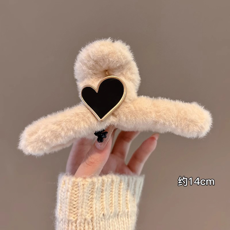 Otoño e invierno, cabello grande, agarre femenino, clips de tiburón de alta calidad, clips de cabello de piel de amor, pinzas de felpa cálidas, al por mayor