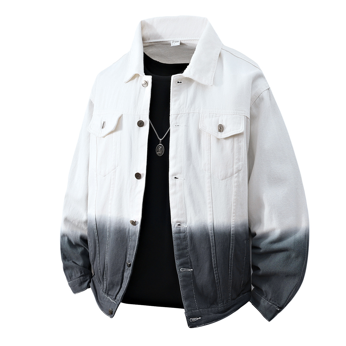 Men's Denim Jacket Trendy Colorblock Men's Tops New Arrival Japanese Style All Match Gradient Jacket Men_mkmklike.com