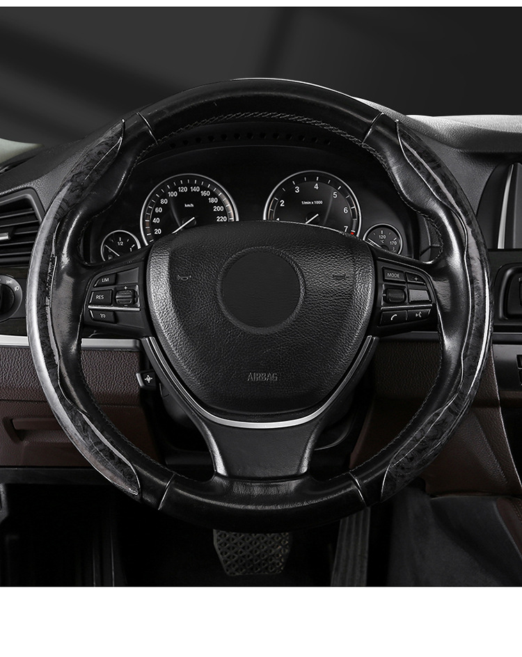 24 New Models of Car Steering Wheel Covers, Fashionable Dual-Color Mesh Fabric with Peach Wood Leather Texture, Wear-Resistant and Non-Slip, Cross-Border