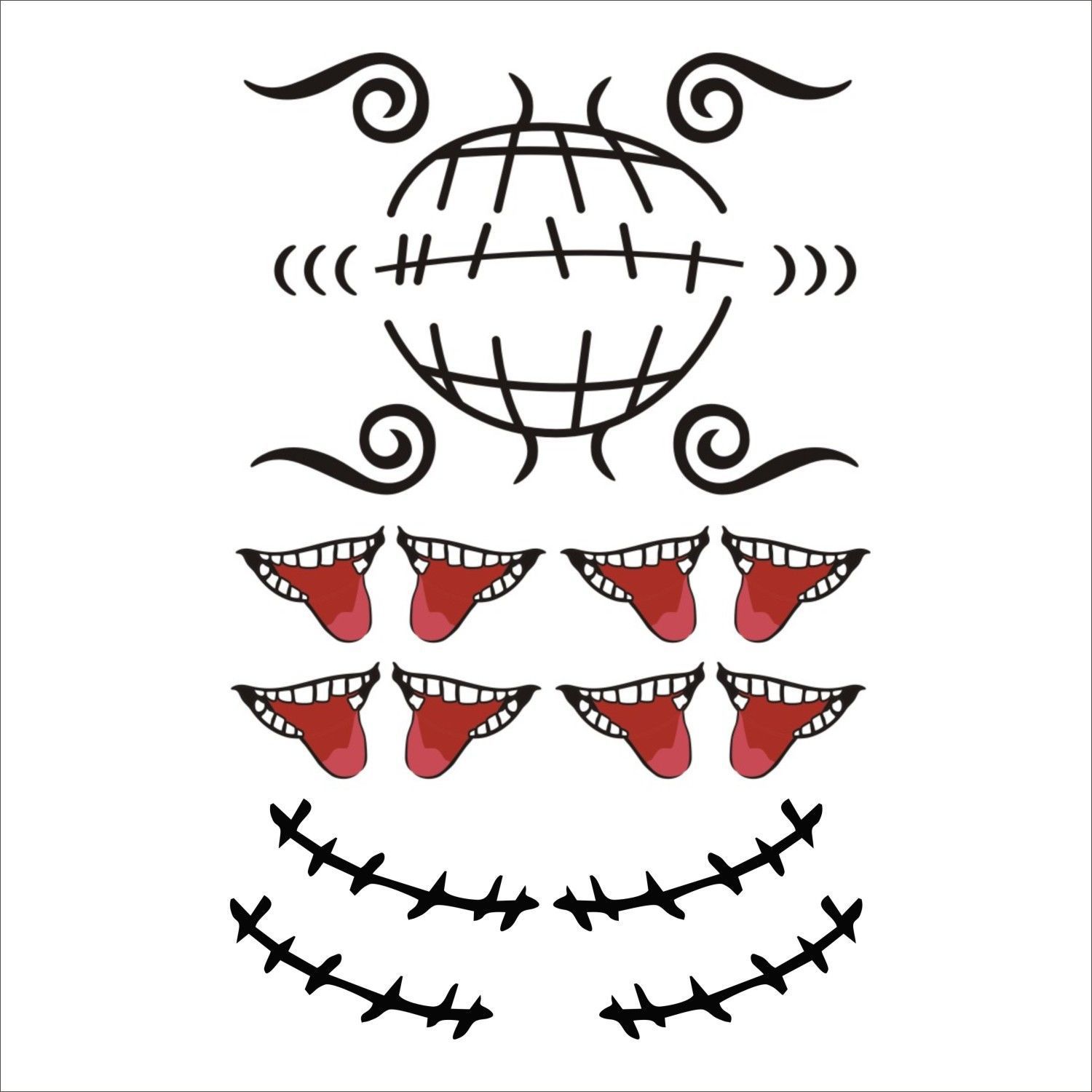 Anime Prop Stickers Naruto Deidara Hand Picture Chest Mouth Tongue Sticking Out Cospaly Tattoo Stickers