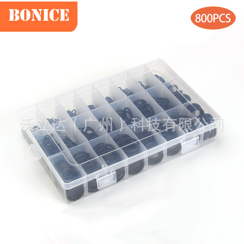 跨境电商 800pcs盒装黑色丁腈胶 橡胶圈O型圈耐高温防水o形圈垫圈