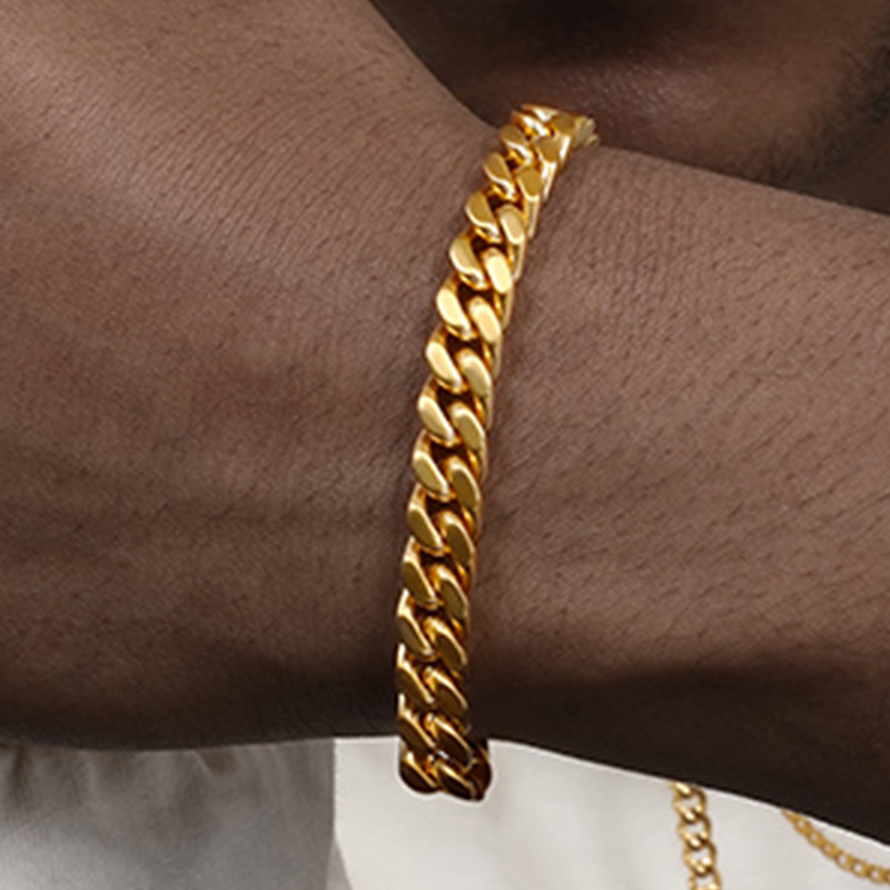 Europe and the United States cross-border 7mm hip-hop stainless steel Cuban bracelet round grinding encryption titanium steel bracelet men's and women's jewelry wholesale