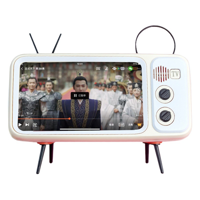 Soporte de teléfono móvil creativo escritorio retro TV Bluetooth audio soporte para teléfono móvil TV soporte decoración marco
