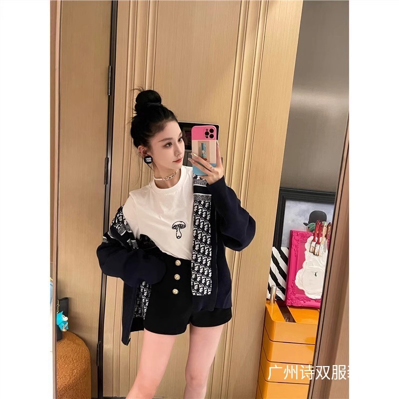 高版本 欧货高端冬天新款复古双面穿老花字母连帽开衫羊绒外套女|undefined
