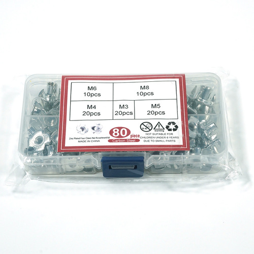 80pcs-85pcs-120pcs-130pcs White Zinc Four-armed Nut Wooden Insert Nut Box Set