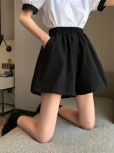 大码黑色宽松运动短裤外穿女夏季胖高腰显瘦字休闲阔腿裤