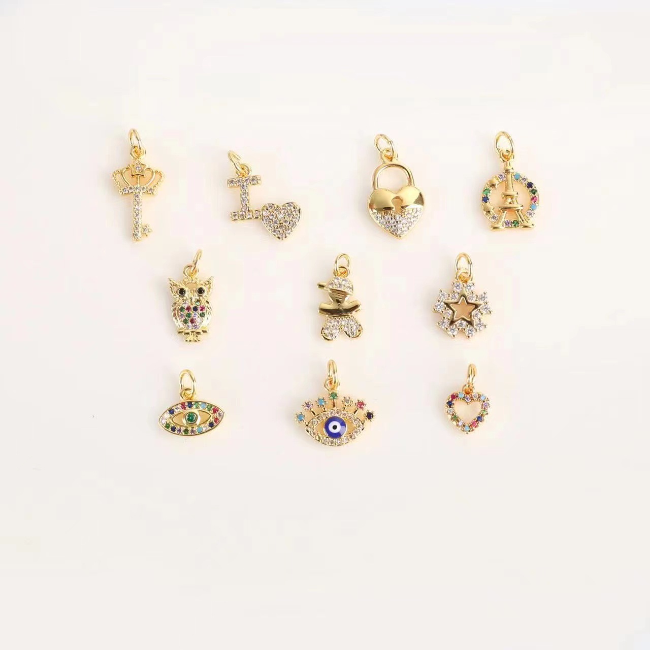 15g Weight Pendant Jewelry Making Type 10*10mm Jewelry Making Size Zircon Inlay Material DIY Jewelry Accessories Classification 1 Piece Quantity Copper Material Star, Heart Shape, Eye Pattern All Seasons Season Plating, Inlay Design IG Style Style 1 Piece 10*10mm Copper Zircon Star Heart Shape Eye Pendant 无
