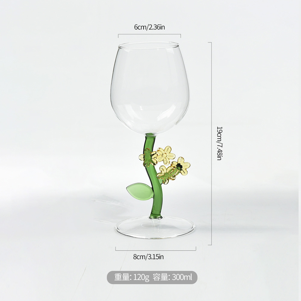 Botánica transfronteriza de alto grado flor taza de vidrio alto taza de champán taza de vino transparente de alto valor taza de bordeaux