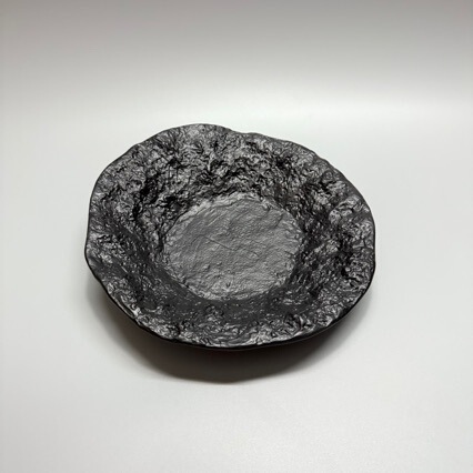 Retro Stoneware High-End Western Dinner Plate Rock Oblique Soup Plate Cold Black Pure Color Plate Floral Plate Creative Porcelain