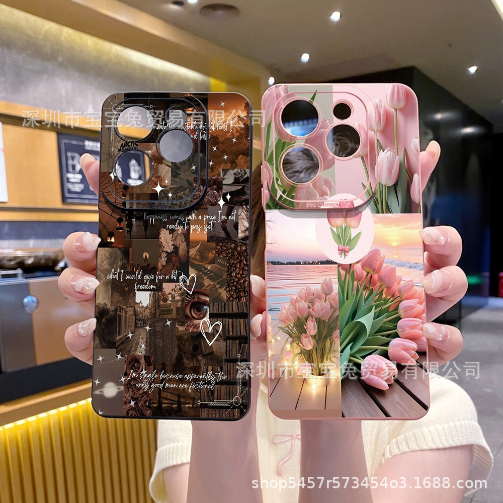 Suitable for Oppo Realme C61 Protective Case C51 Tulip Illustration Pupil Eye Mobile Phone Protective Case