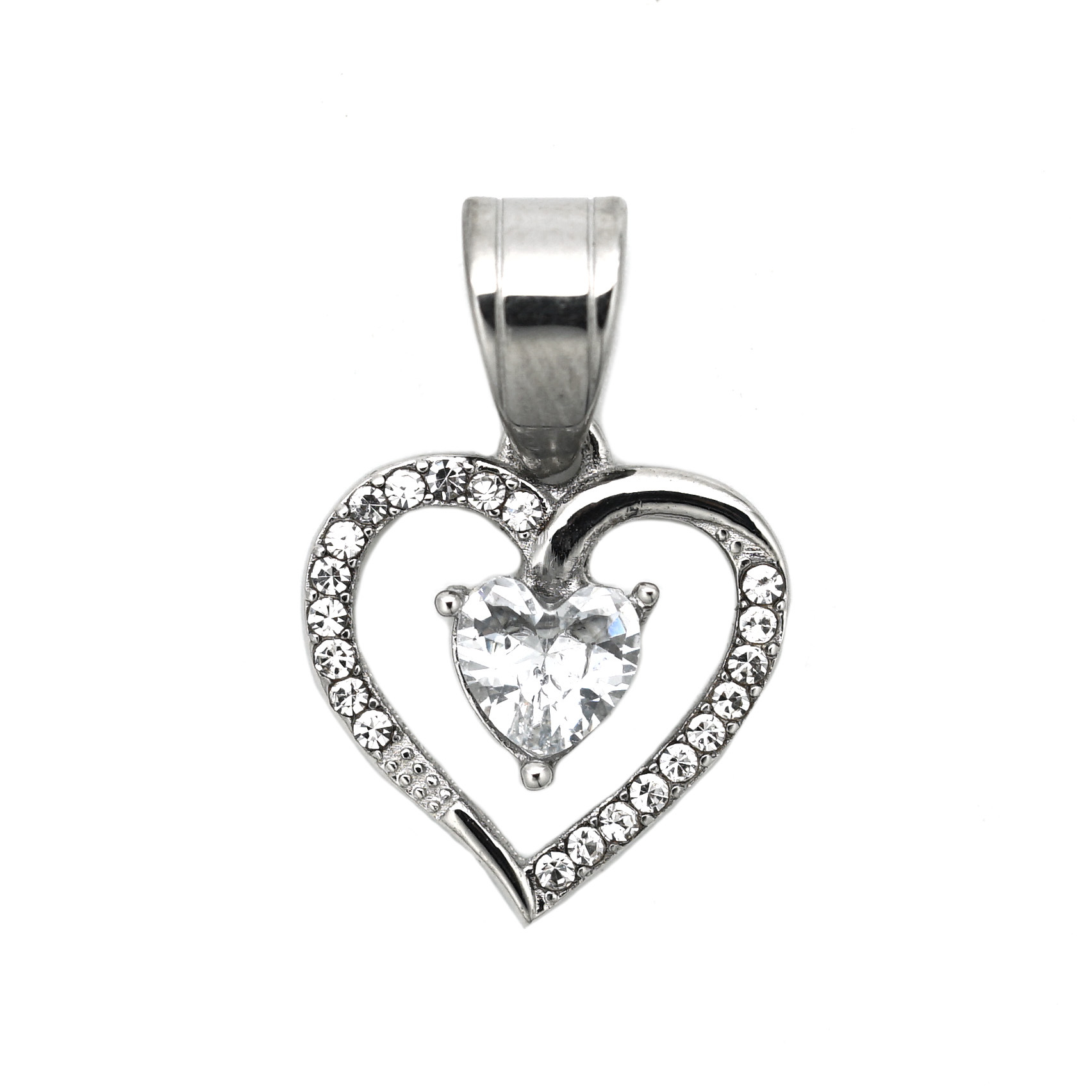 Pendant Jewelry Making Type 16 * 16mm Jewelry Making Size 1 Piece 16 * 16mm 304 Stainless Steel Zircon Heart Shape Pendant