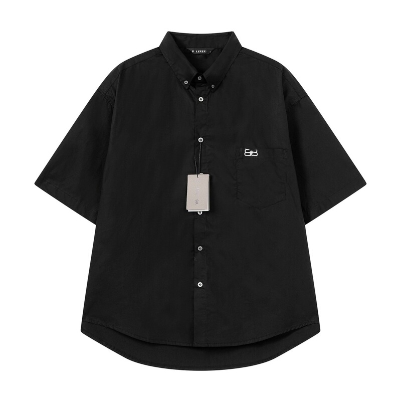Correct Quality Version 26Ss Paris B Brand New Summer Fashion Brand Balenciaga Double B Embroidered Short-Sleeve Shirt