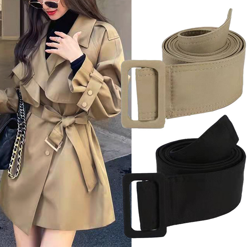 Khaki Trench Coat Belt Cloth Strip Coat Drawstring Lace-up Cotton Knot Lace-up Decorative Long Waist Khaki Trench Coat Belt Cloth Strip Coat Drawstring Lace-up Cotton Knot Lace-up Decorative Long Waist