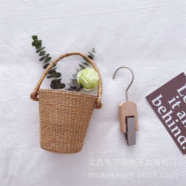 拍照神器儿童草编包包  潮男童女童度假百搭手提包零钱包水桶包