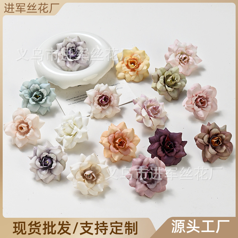 假花仿真花尖角玫瑰花头diy材料包礼品盒装饰人造花婚庆用花逼真