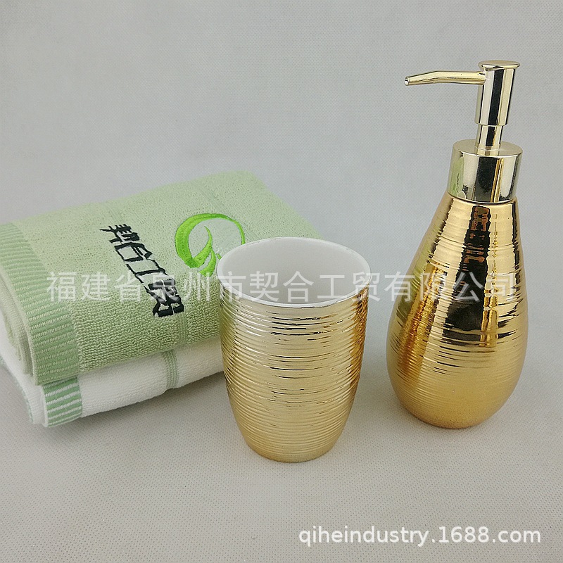 Creativa cerámica galvanoplastia dorada botella de desinfectante de manos cerámica para el hogar botella de gel de ducha loción cerámica botella de subenvasada personalizada