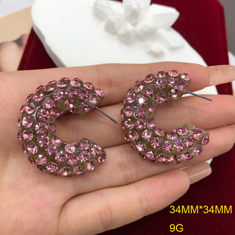 Women's Gender Plating, Inlay Design 1 Pair Retro C Shape Plating Inlay Alloy Zircon Ear Studs