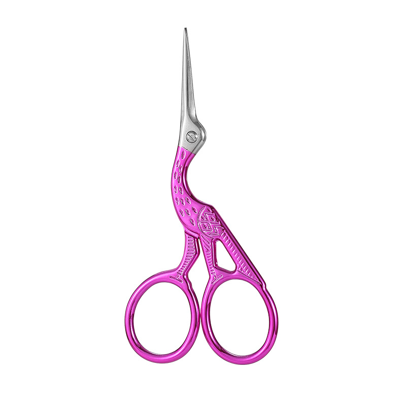 Tijeras de bordado vintage con diseño de grulla en acero inoxidable y acabado dorado