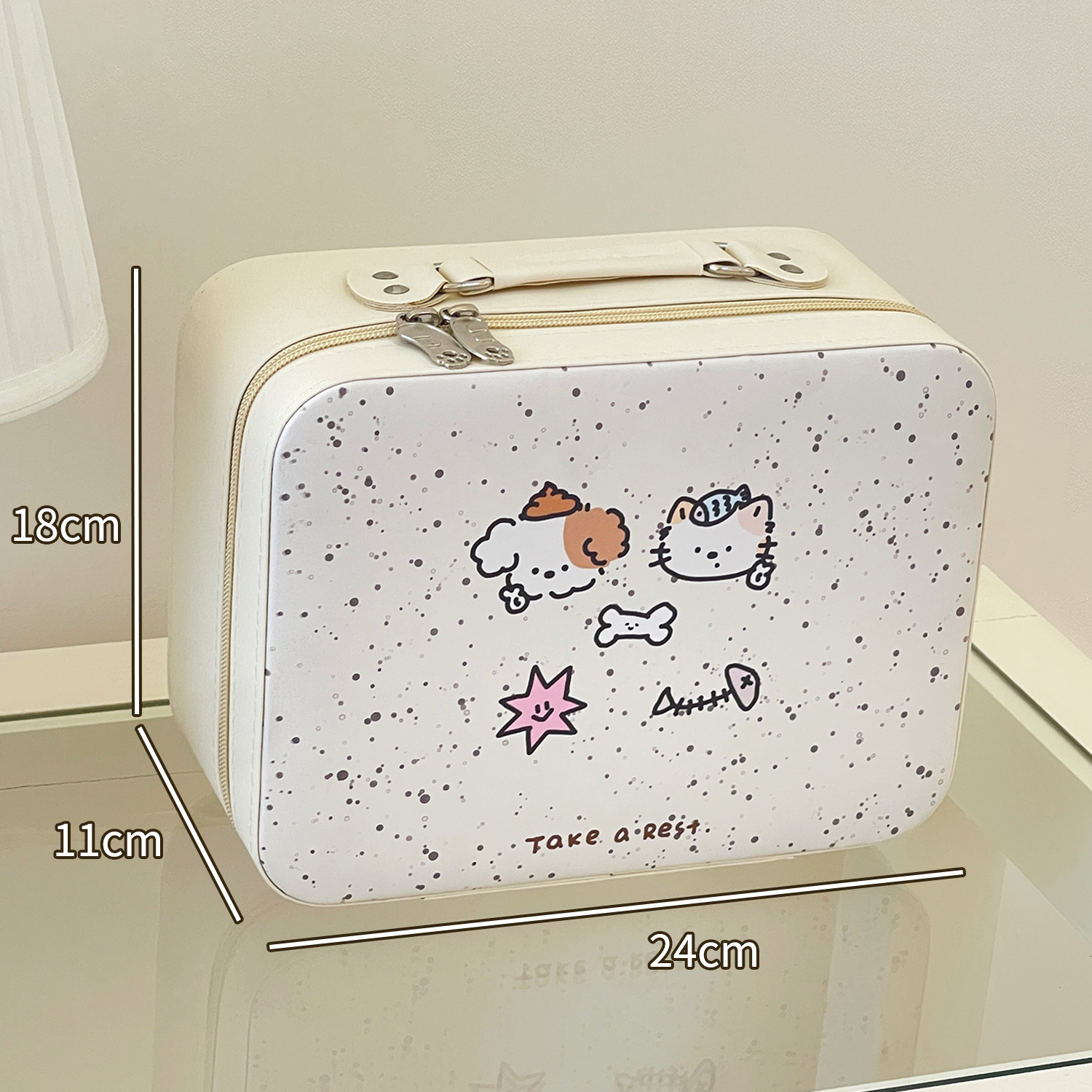 2025 nuevo espejo bolsas de maquillaje portátiles lindas maquillaje caja de gran capacidad portátil de alto valor facial almacenamiento de viaje impermeable