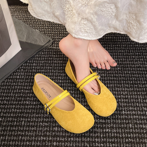 Diao retro Mary Jane shallow single-layer shoes women's 2025 new style chanel style gentle dress grandma shoes minococcasin-bean shoes